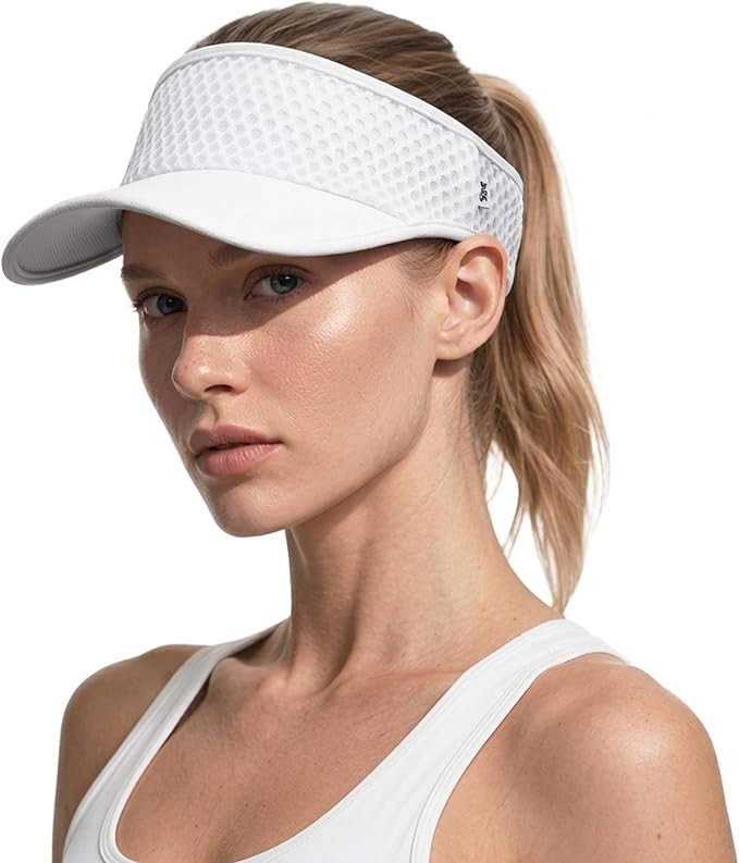 Breathable Mesh Sun Visor Lightweight Sport Hat for Men Women | Adjustable Elastic Machine Washable Moisture Wicking Quick Dry Comfortable Sun Protection for Golf Running Tennis Hiking