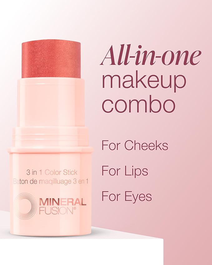 Mineral Fusion 3-in-1 Color Stick - Hydrating Tinted Cream Blush for Cheeks, Lip and Eye - Natural Multi Use Makeup (Terra Cotta)