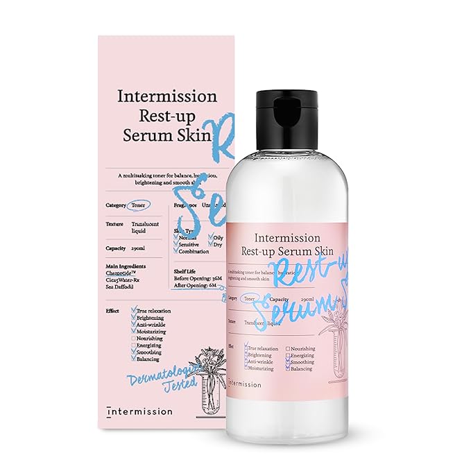 Intermission Rest-Up Serum Skin – Hydrating Toner + Serum All-in-One, CHEMOCICA™ 800,000 ppm, Cica Complex with Centella Asiatica, Hyaluronic Acid & Ceramide, Lightweight Facial Skincare (9.8 Ounce)