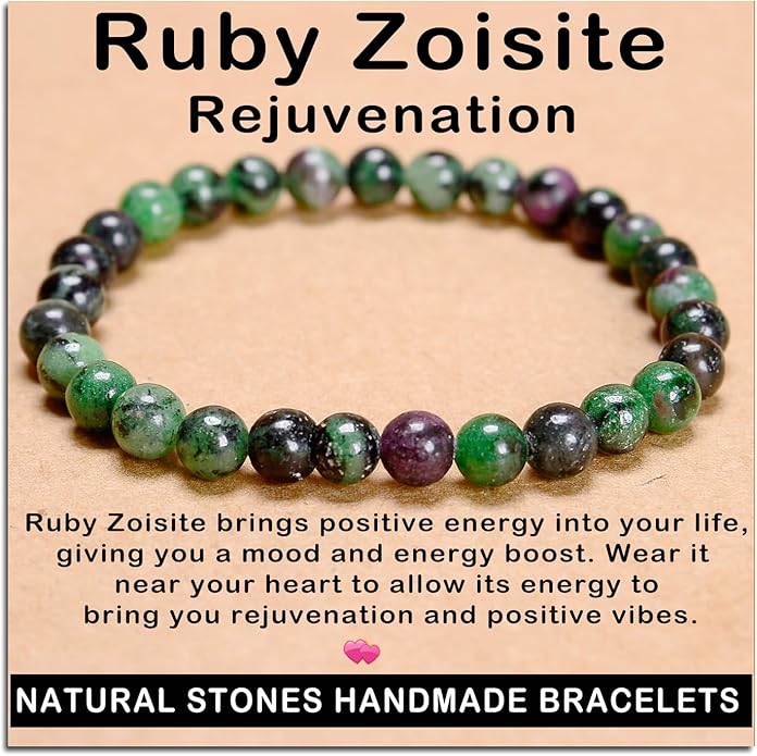 AD Beads Handmade Gemstone Stretch Elastic Bracelet Crystal Healing Reiki Nature's Beauty and Spiritual Essence Unisex