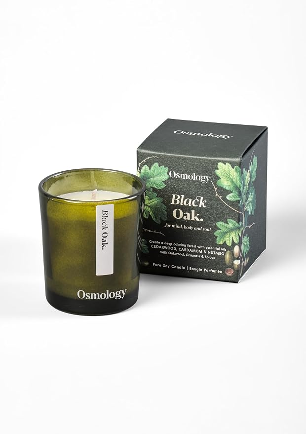 Black Oak Aromatherapy Candle – Bergamot, Cardamom & Oakmoss Scented Candle, Plant-Based Wax, Mini 2.8 oz, 15 Hour Burn Time, Warm & Woody Candle