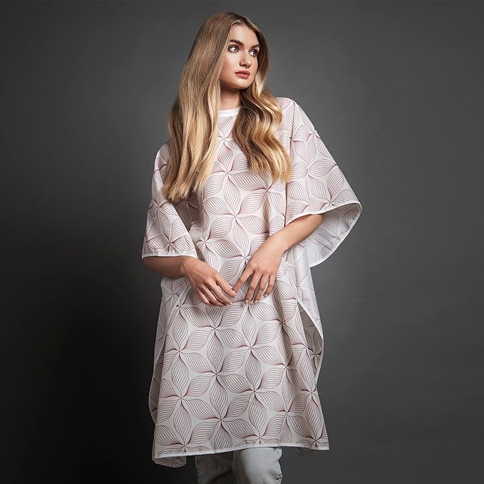 Fromm Professional Client Hair Styling and Hair Cutting Cape, Water and Stain Repellent Teflon Coating for Shampoo Bowl and Wet/Dry Cutting, 44" x 58", Petals