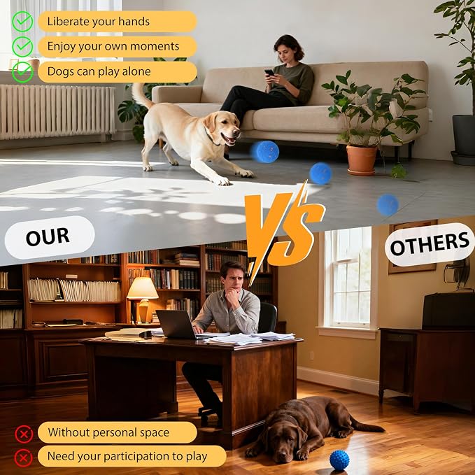 Interactive Dog Ball Toy, Automatic Motion Activated Smart Rolling & Bouncing Ball, USB Rechargeable Durable E-TPU Material Pet Toy for Small Medium Large Dogs, Boredom Relief & Exercise -- Blue