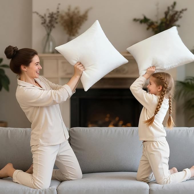 Phantoscope 20x20 Pillow Inserts, Throw Pillow Inserts for Couch, Pack of 4 | 100% Virgin Fiber Hypoallergenic Pillow Form, Soft Throw Pillow Inserts, Lightweight Throw Pillows for Couch Bed Pillows