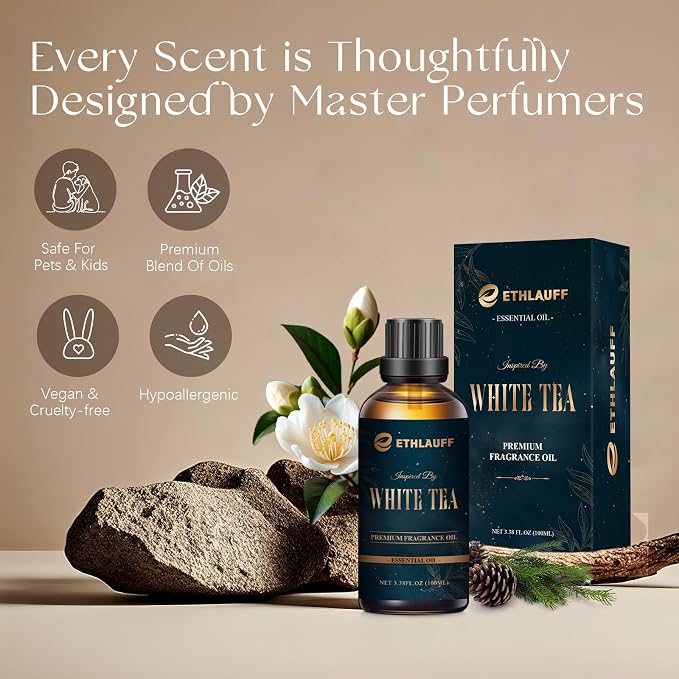 Hotel Collection Diffuser Oil Inspired by W Hotel, White Tea Essential Oil for Diffuser, Fragrance Oil 100 ml 3.38 Fl Oz