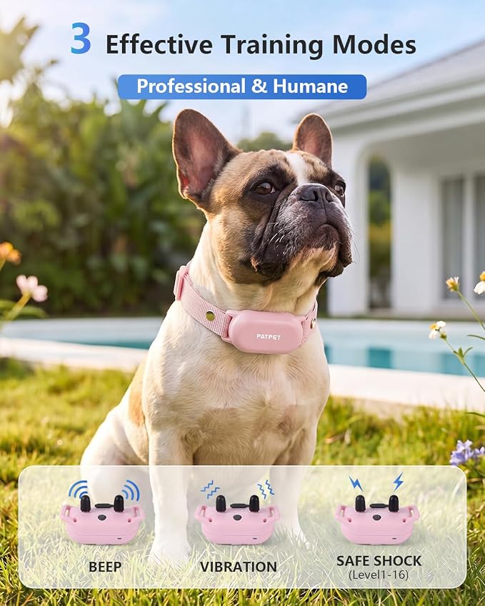 PATPET Shock Collar for Dogs - 4000FT Dog Training Collar with Remote, IPX7 Waterproof 4 Modes(Beep/Vibration/Shock/Safe) Dog Shock Collar, Rechargeable E-Collar for Small Medium Large Dogs (5-120Lbs)