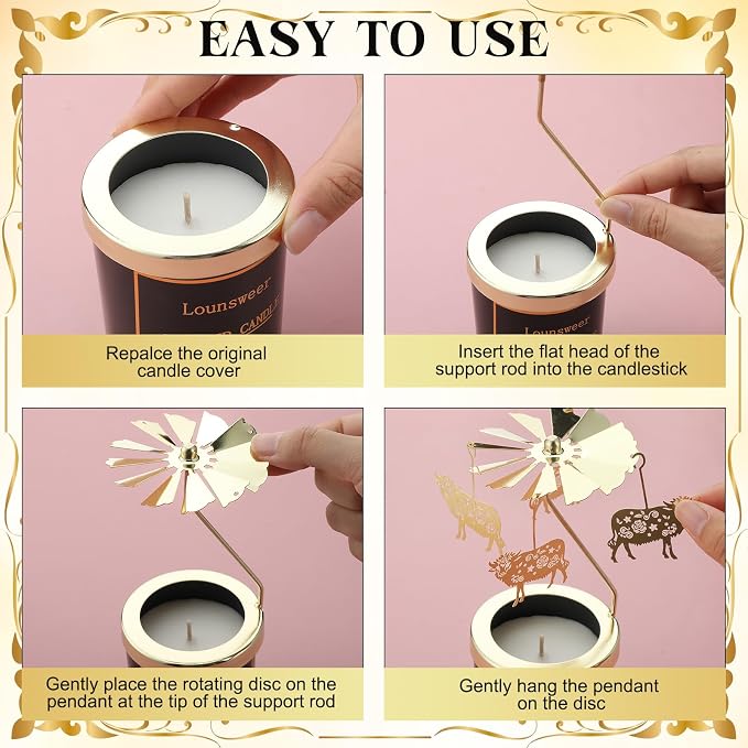 Lounsweer Highland Cow Gifts for Women Rotating Scented Candle with Rotatable Candle Holder Highland Cow Gifts for Lovers Funny Presents for Women Mom Birthday Anniversary Chrismas Festival