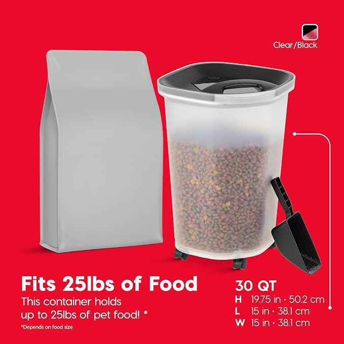IRIS USA Dog Food Storage Container, Up to 25 lbs, Black, Made in USA