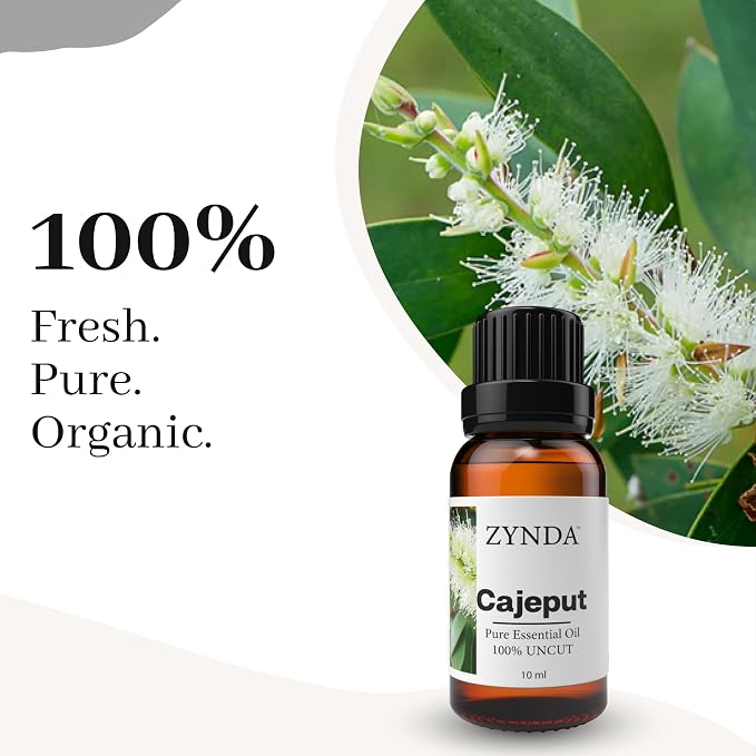Cajeput Essential Oil - 100% Pure & Natural | Uncut Therapeutic Grade | Fresh & Invigorating Aroma | Lab Tested Organic Essential Oils for Skin, Aromatherapy, Massage, and Diffuser - 10ml
