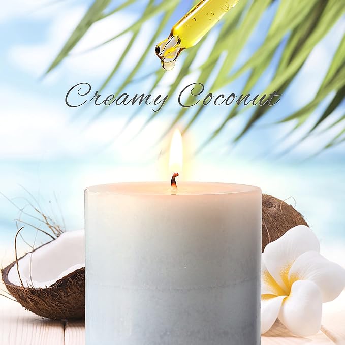 CRYSTAL CLUB Scented Pillar Candles, Aromatherapy Creamy Coconut Scented Candles, Clean Burning and Dripless Heritage Fragrance Candle, Tall 3x4 Inch Candles for Summer Home Party Décor
