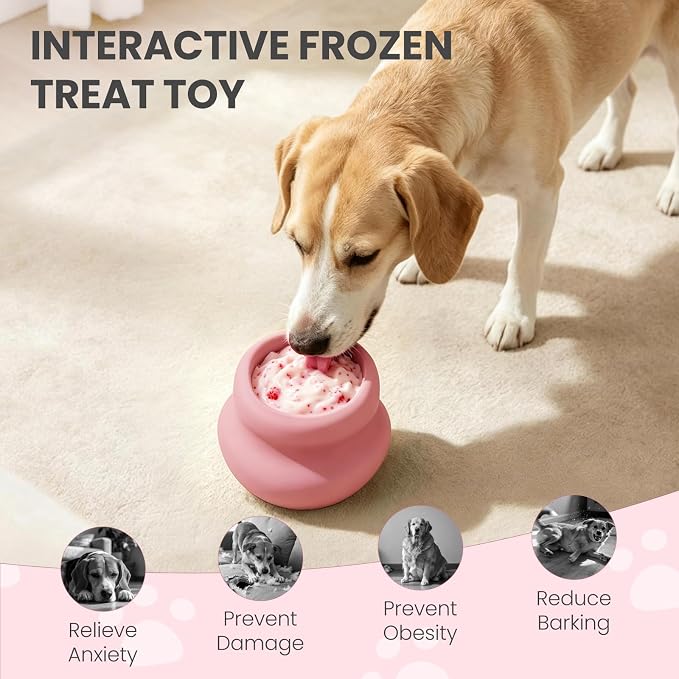 MateeyLife Freeze Dog Enrichment Lick Toy, Stuffable Frozen Lick Treat Bowl