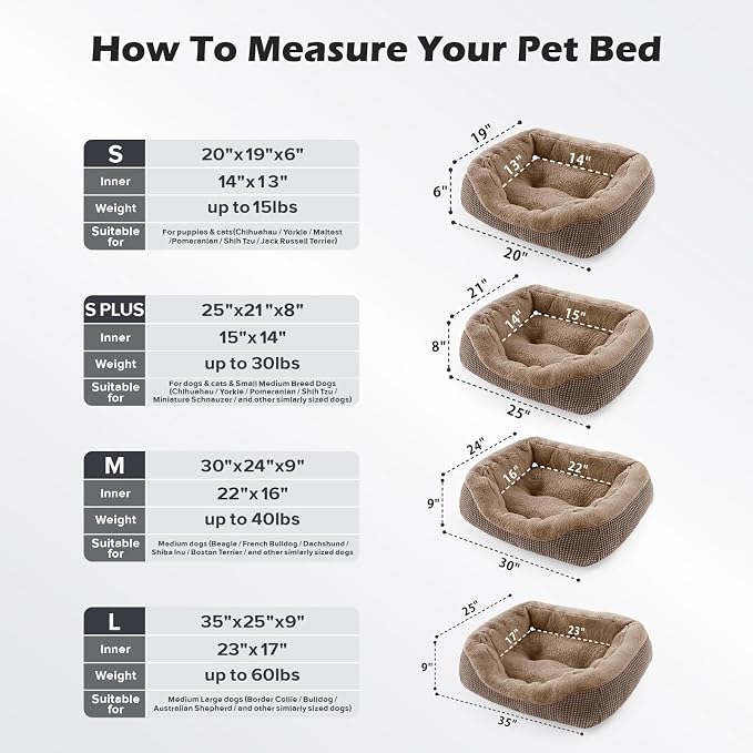 Small Dog Bed Orthopedic Warming Soft Calming Sleeping Durable with Anti-Slip Bottom