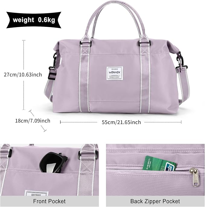 Travel Duffel Bag, Carry On Overnight Weekender Bags for Women | Travel Bag with Wet Pocket & Trolley Sleeve, For Spirit Airlines 18x14x8 Personal Item Bag