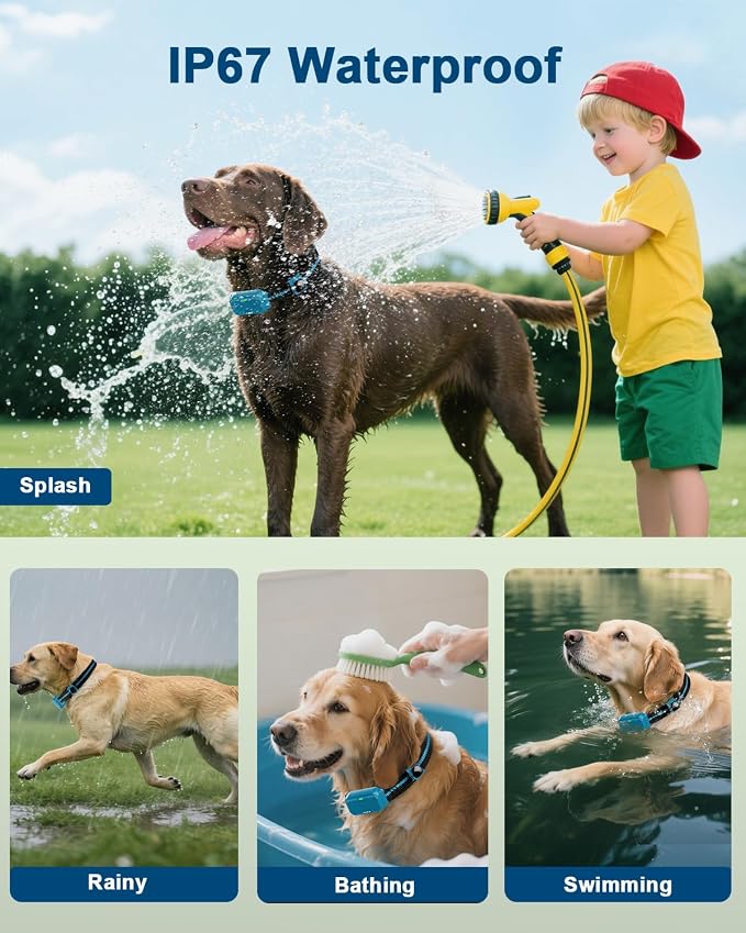 Shock Collar for Dogs, Dog Training Collar with Remote Control | IP67 Waterproof Receiver, Beep, Vibration, Safe Static Modes, Rechargeable，Adjustable Fit for 15–110 lb Dogs