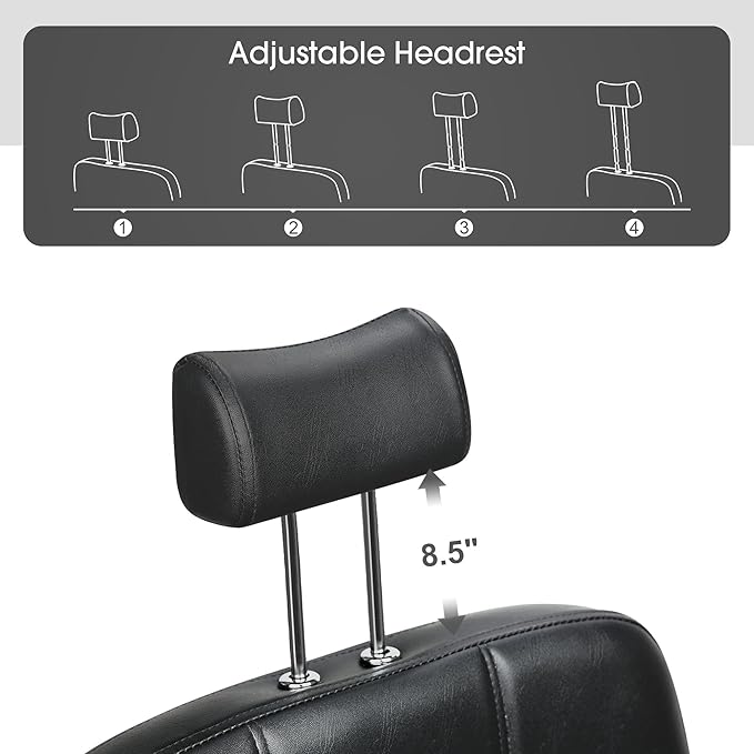 BarberPub Reclining Hydraulic Barber Chair Salon Beauty Spa Shampoo Equipment 2059 (Black)