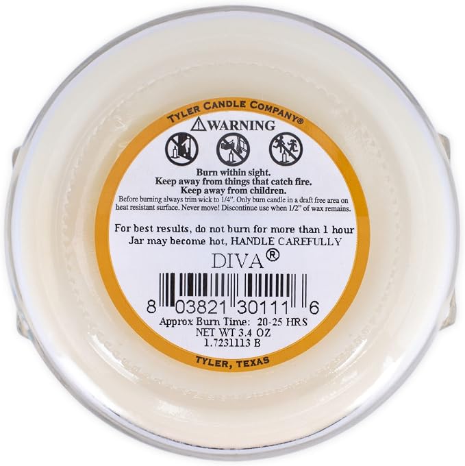 Tyler Creamy White 3.4 Ounce Glass Aromatherapy Scented Jar Candle Pack of 2, Diva