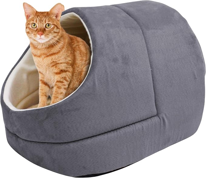 Self Warming Burrow Cat Bed, Washable Pet Hideway House | Keep Warming, Machine Washable, Easy to Clean, Soft & Comfortable, Pet Beds fo Cats & Dogs, Cozy Privacy Nook