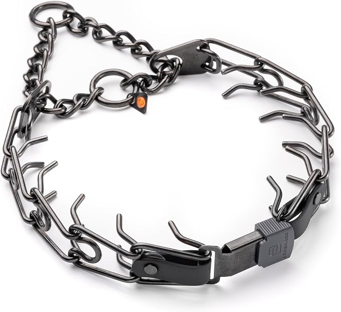Herm Sprenger Black Stainless Steel Dog Collar with Quick Release ClicLock Buckle O-Ring Biothane Insert Training Collar Made in Germany (Black, 25in x 4.0mm(Neck Size up to21-22in))