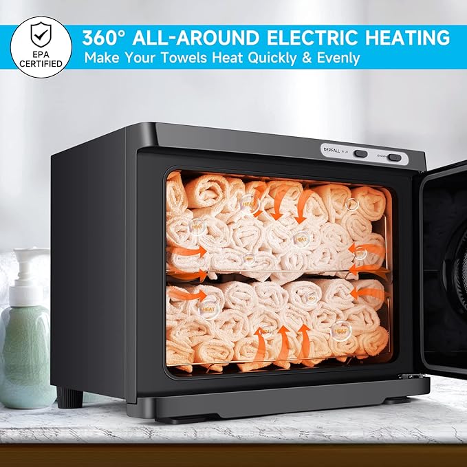 Hot Towel Warmer, Professional 23L Large Capacity Hot Towel Cabinet, 2-in-1 Spa Towel Warmers for Facials, Barber, Salon, Esthetician, Upgrade Fast Heating Aluminum Interior, Black w/Window