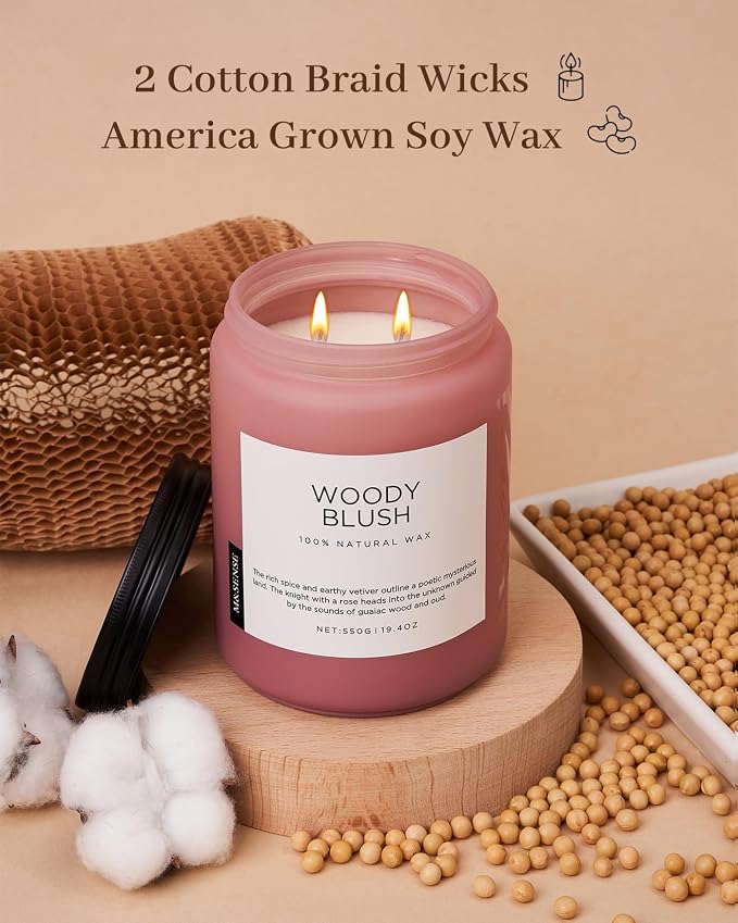 M&SENSE Large Rose Oud Soy Candles, 19.4oz Natural Soy Wax, 110-Hour Long Lasting Slow Burning, Scented Candles Non Toxic, Romantic Floral Smelling for Mom, Aromatherapy Gifts for Relaxing Spa