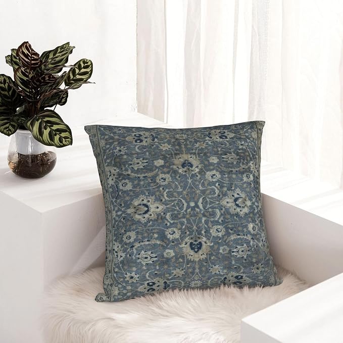 Antique Turkish Hereke Rug Print Pillow Covers Decorative Square Throw Pillowcase 18x18 Inch Couch Cushion Cover for Home Decor Living Room Bedroom College Dorm Bed Car Sofa