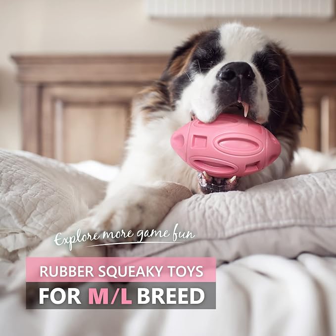 EASTBLUE Dog Toys for Aggressive Chewers, Indestructible Squeaky Football