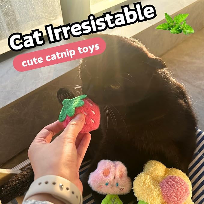 CECE PAW 3 PCS Catnip Toys, Includes 6-Pack Catnip Pouches, Catnip Refillable Interactive Cat Toy with Crinkle Sound, Bunny Easter Kicker Toy for Indoor Cats, Chew, Food Puzzle for Kitten Enrichment