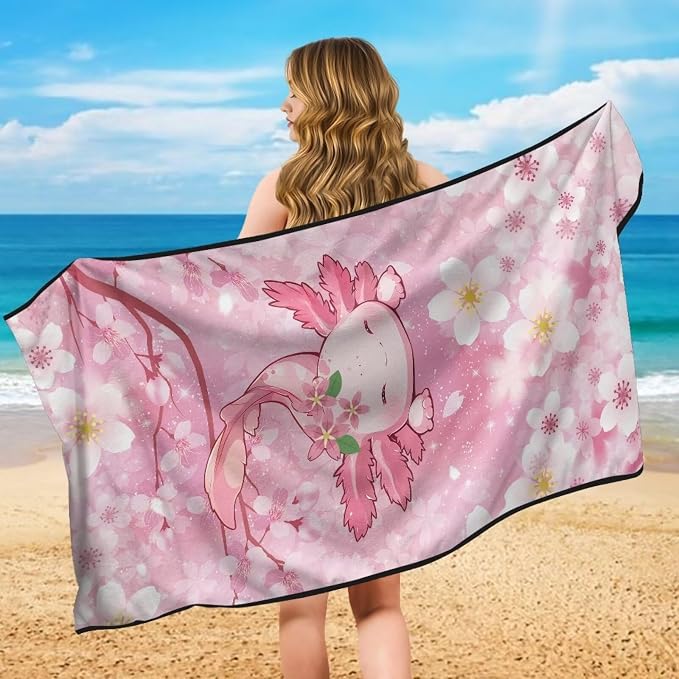 INSTANTARTS Cherry Blossom Axolotl Car Seat Cover Protector Sweat Towel Multi-Functional Car Towel