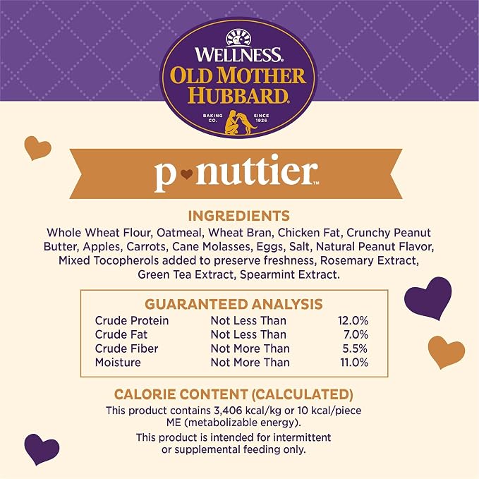 Old Mother Hubbard Wellness P-Nuttier Dog Biscuits,Natural,Training Treats,Peanut Butter Flavor,Mini Size,(6 Pound Box),(Pack of 2)