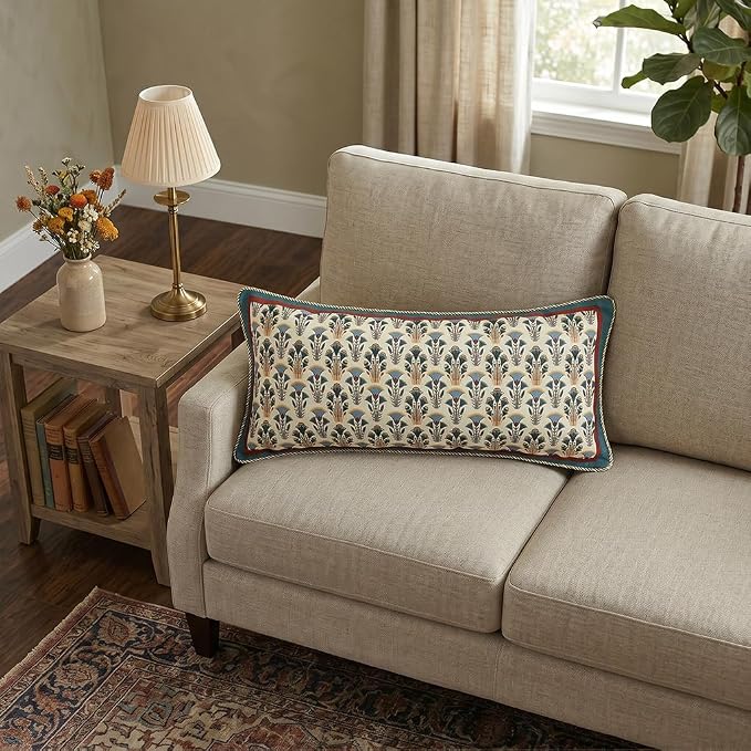 patdrea French Vintage Linen Throw Pillow Cover,12"x28",Set of 2-Wensel D | RusticDecorative Pillow Case,Farmhouse Floral Pattern,Cushion Coverfor Couch Living Room Bedroom Sofa