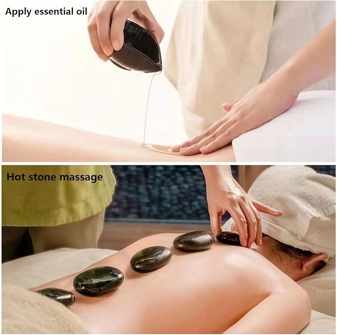 Hot Stones Massage Set,6 Piece Set Oval hot Stone 3.15x2.36x0.7 inches.Basalt Home spa, Relaxation, Massage Treatment