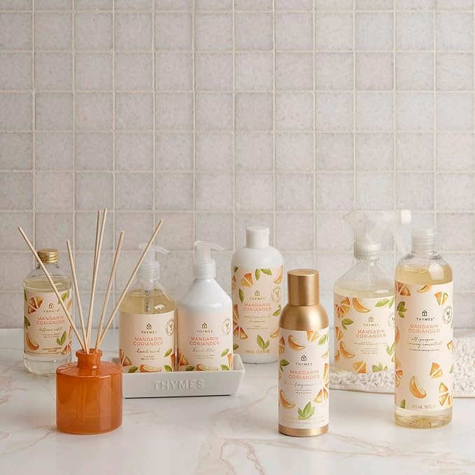 Thymes Hand Wash - Moisturizing Hand Soap Dispenser with Pump - Skin Care - Hydrating Liquid Soap Scented with Notes of Mandarin Oil, Coriander, Grapefruit, & Lemon Balm (Mandarin Coriander, 9 fl oz)