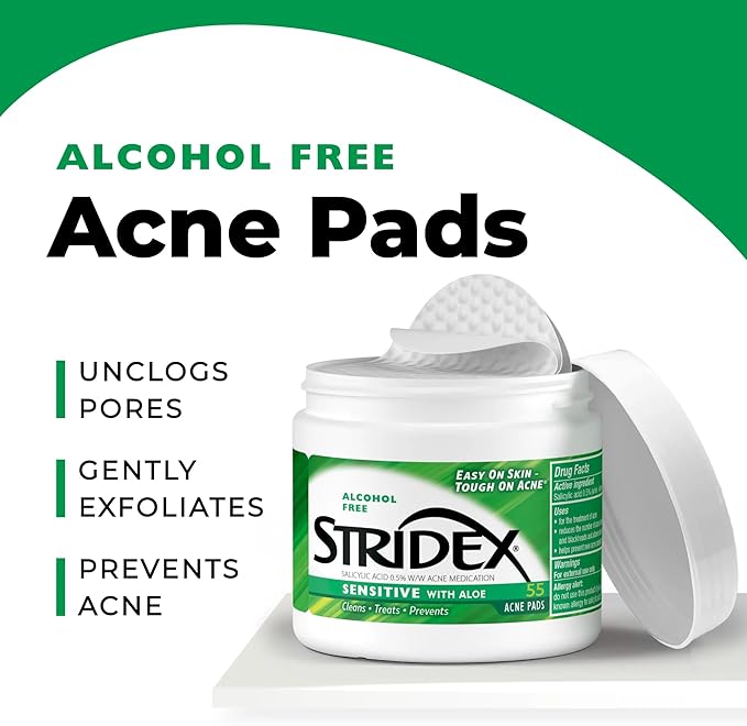Stridex Sensitive with Aloe, Alcohol Free, 55 Soft Touch Pads