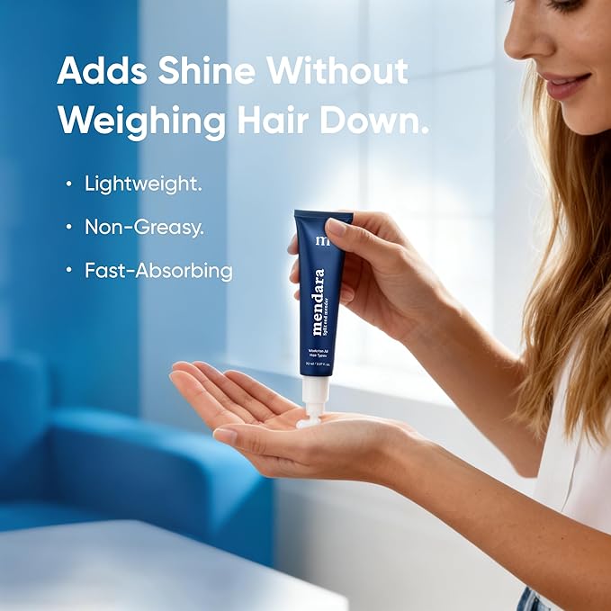 MENDARA Split End Mender Hair Serum – Helps Seal the Appearance of Split Ends, Smooth & Nourish Dry, Damaged Ends, Lightweight Leave-In Anti-Frizz Treatment with Flaxseed Extract & Keratin, 70 mL