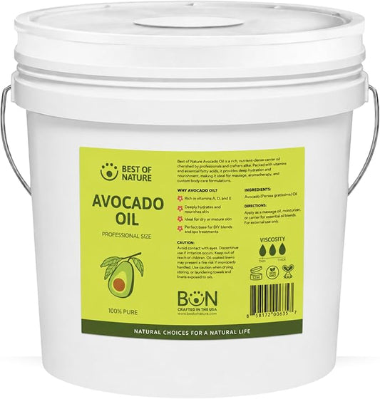 Best of Nature 100% Pure Avocado Oil – Natural Massage Oil, Moisturizing Body & Hair Oil, Unscented Skincare & Carrier for Essential Oils, 640 Fl Oz