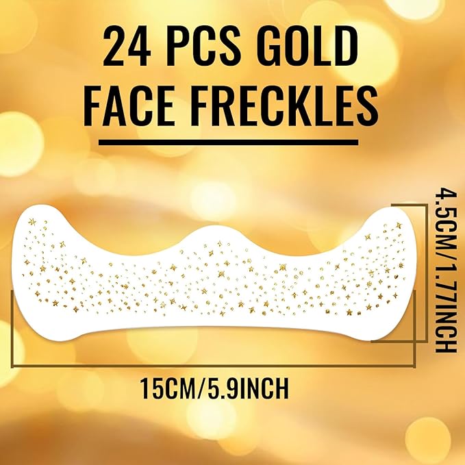 24PCS Glitter Tattoo Kit,Glitter Freckles Face Tattoo,Sparkle Speckles Patches Waterproof Temporary Tattoo,Cute Star Metallic Glitter Temporary Tattoo,For Women Girls Festival Party Face Decor