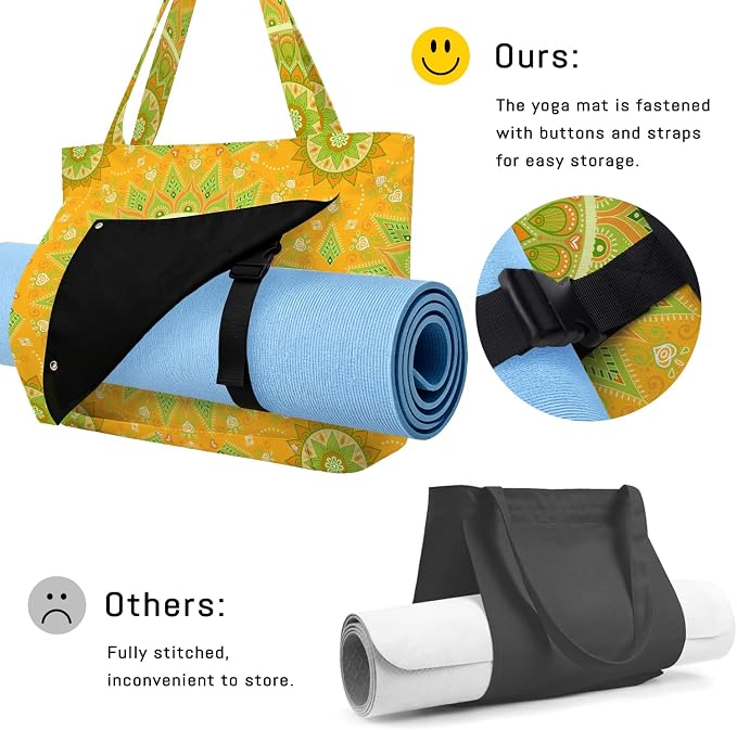 Mandala Yoga Mat Bag Large Yoga Bags and Carrier Fits All Your Stuff Yoga Tote Bags with Zipper Pocket Pilates Bag