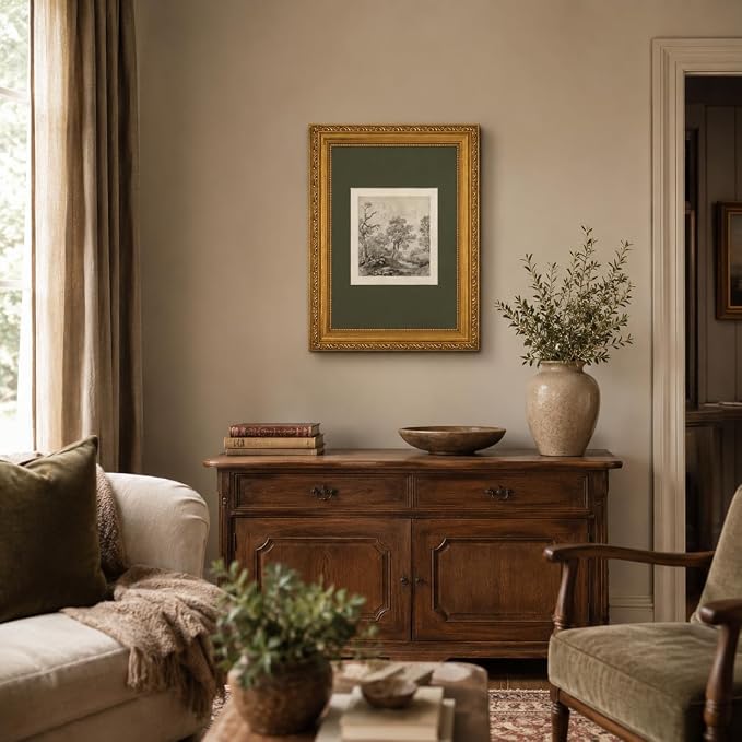 Ymsagrs Gold Frame Vintage Landscape Sketch Canvas Wall Art,11x9in | Neutral Botanical Picture Art,Cottagecore Wall Decor for study, living room, hallway, office or entryway.