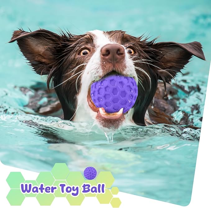 Squeaky Dog Toys for Aggressive Chewers, Indestructible Dog Balls for Aggressive Chewers, Purple Squeaky Balls for Dogs, Interactive Toys for Large Dogs to Relax