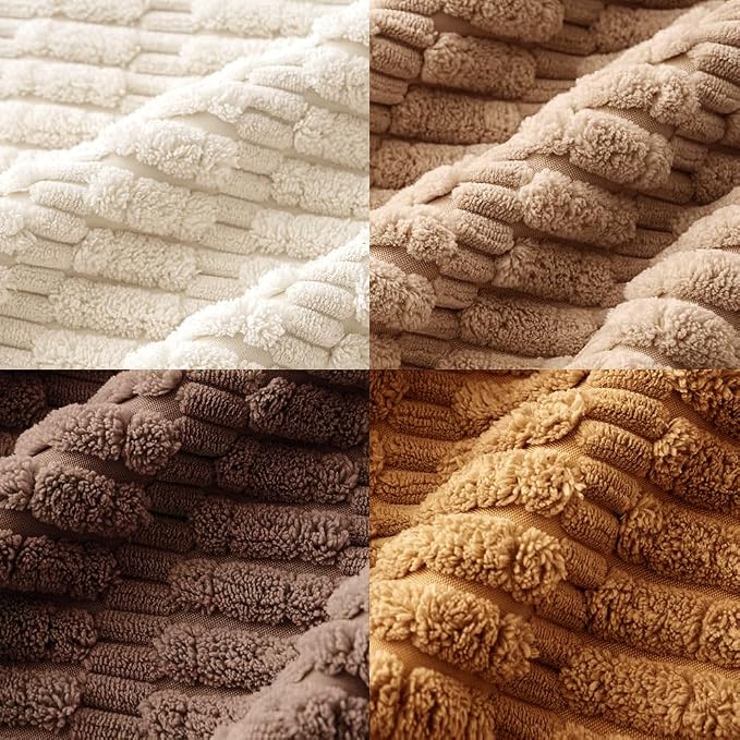 MIULEE Pack of 4 Corduroy Decorative Throw Pillow Covers 20x20 Inch Brown | Neutral Rustic Farmhouse Boho Soft Striped Pillow Covers,Home Decor for Sofa,Living Room,Couch,Bed