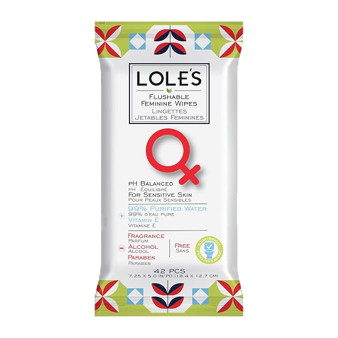 Lole's Flushable Feminine Wipes, Flushable Wipes for Women, Down There Wipes for Women, Sensitive Skin, Maintains Your Vaginal pH Balance, Gently Cleanses Ultra Soft Biodegradable 4x42 168 Count