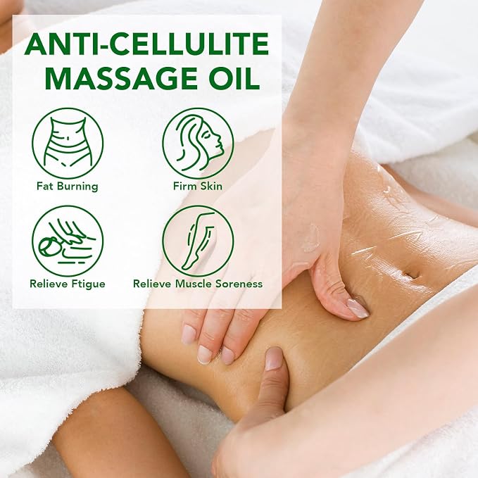 Body Oil Naturals Anti Cellulite Massage Oil, for Skin Tightening, Massage Oil for Massage Therapy Assists with Firming, Moisturizes Skin -8.46 fl.oz