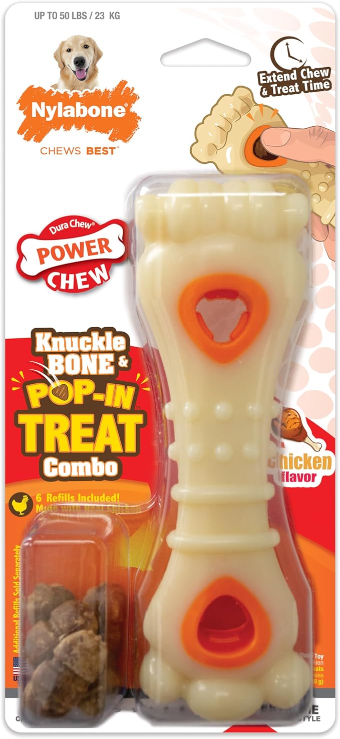 Nylabone Power Chew Knuckle Bone & Pop-In Dog Treat Toy, Large