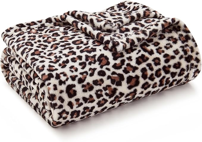 BEDELITE Fleece Blanket Soft Plush Throw for Couch White Leopard 50"x60" | Ultra Soft Fleece, Plush Microfiber, Lightweight Warmth, All Season Comfort, Leopard Decor, Machine Washable, Couch Sofa Bed