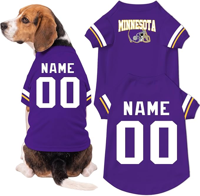 Minnesota Dog Clothes Personalized Pet Jersey T-Shirt Custom Name Number
