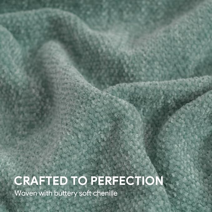 RECYCO Chenille Throw Blanket for Couch, 60"x80", Sage | Super Soft Knit Throw Blanket with Fringe Tassels, Lightweight Knitted Throw, Cozy, Ideal for Sofa Chair Bed Living Room Gift