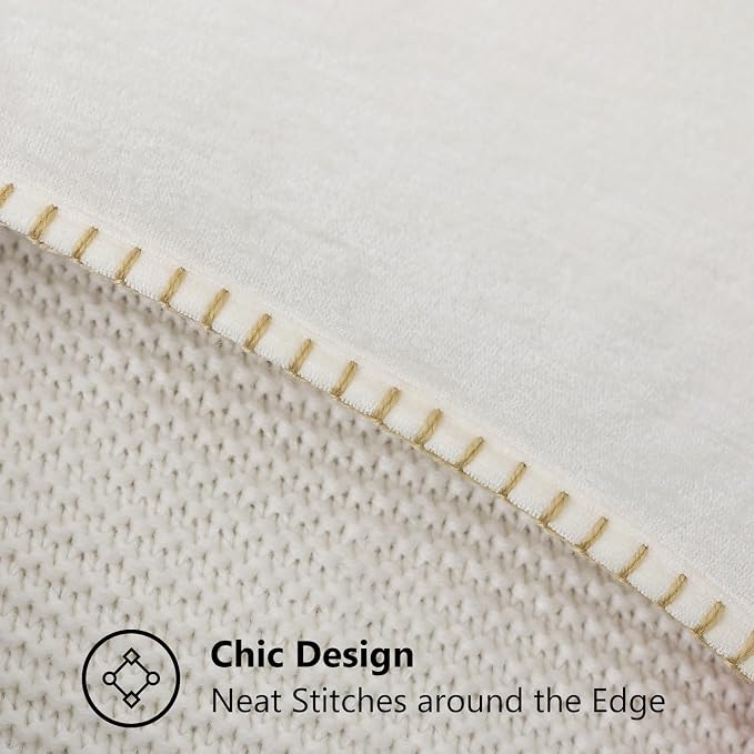 decorUhome Soft Chenille Throw Pillow Covers 12x20 Set of 2 Cream White | Fall Textured Decorative Throw Pillow Cases Stitched Edge Modern Farmhouse Luxury Boho Velvet for Couch Sofa Bed Home Decor