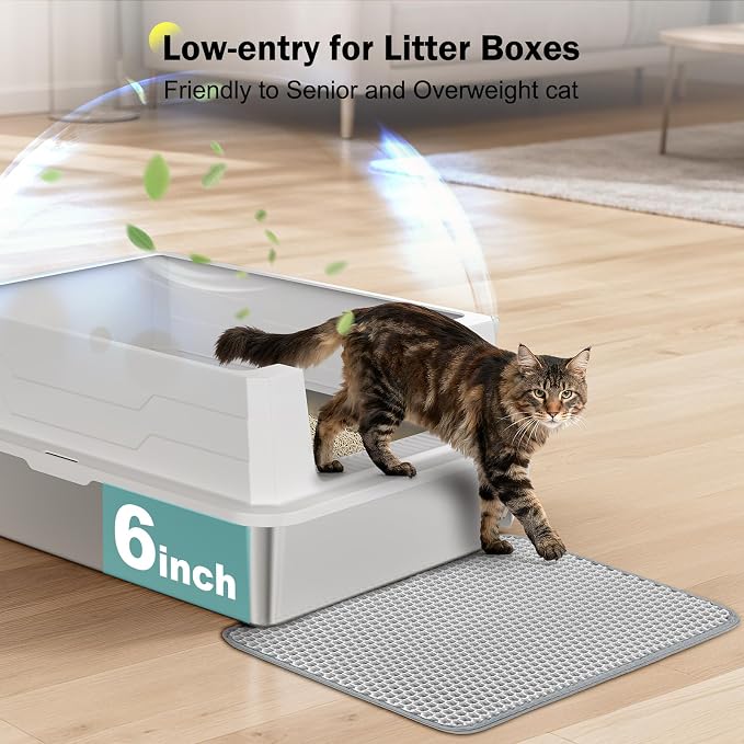 Stainless Steel Litter Box Extra Large for Big Cats Multi-Cats, Jumbo Extra Large Metal Cat Litter Box with High Sided Lid, Anti-Urine Leakage, Non-Stick,Include Litter Scoop