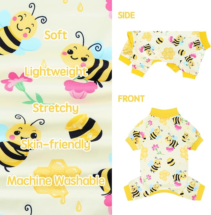 XPUDAC 4 Pack Dog Pajamas Soft Puppy Clothes Onesie for Small Dogs, L | Stretchy, Breathable, Sleepwear, Gentle on Skin, Dog Recovery Suit, Shedding Suit, All Seasons
