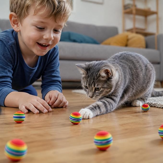 PET SHOW 100 Pack Cat Toy Balls Interactive for Indoor Cats Best Kitten Favorite Gift Soft Foam Ball Chase Quiet Playing Cats Stuff Supplies